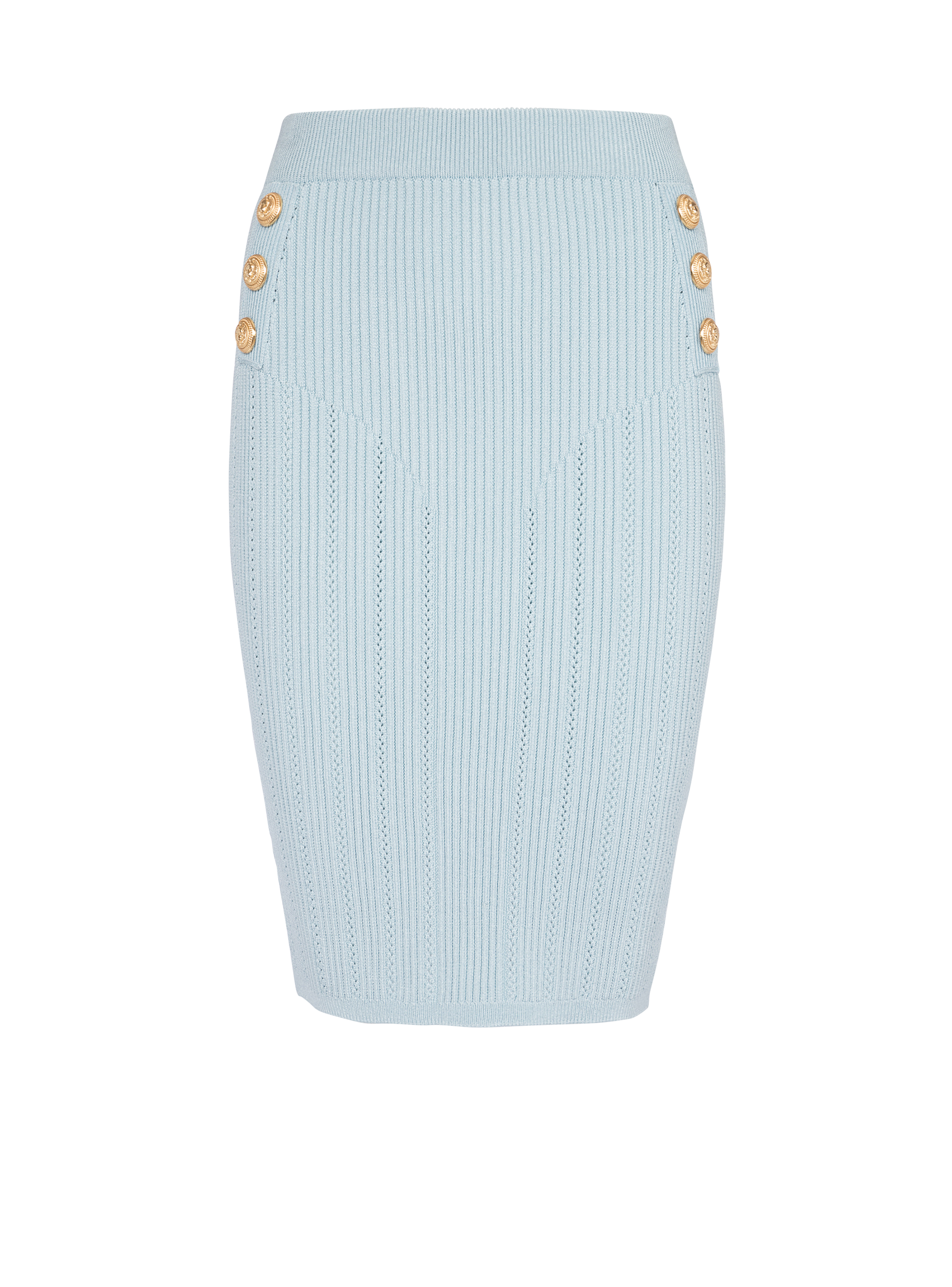 Mid-length knit skirt, blue
