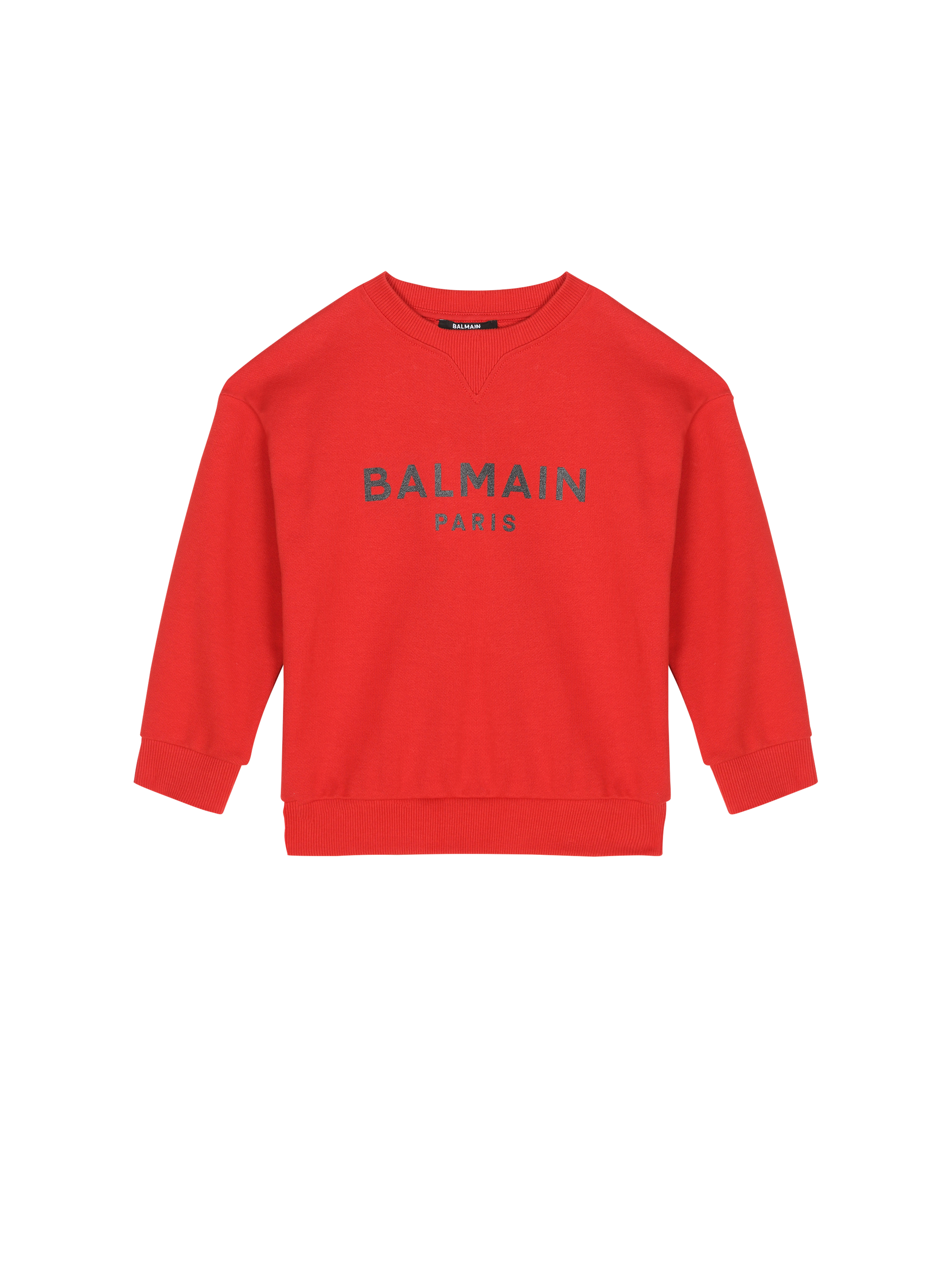 Cotton jumper with Balmain logo, red