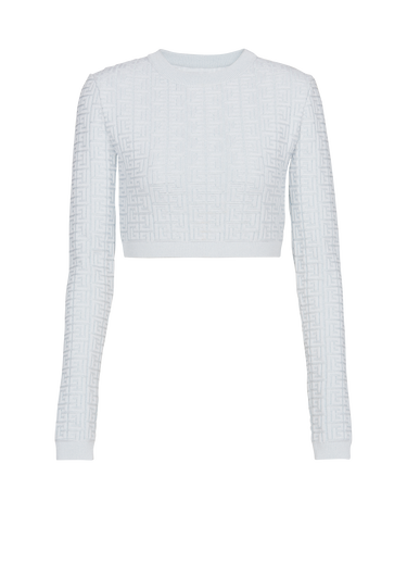 Cropped knit jumper with Balmain monogram