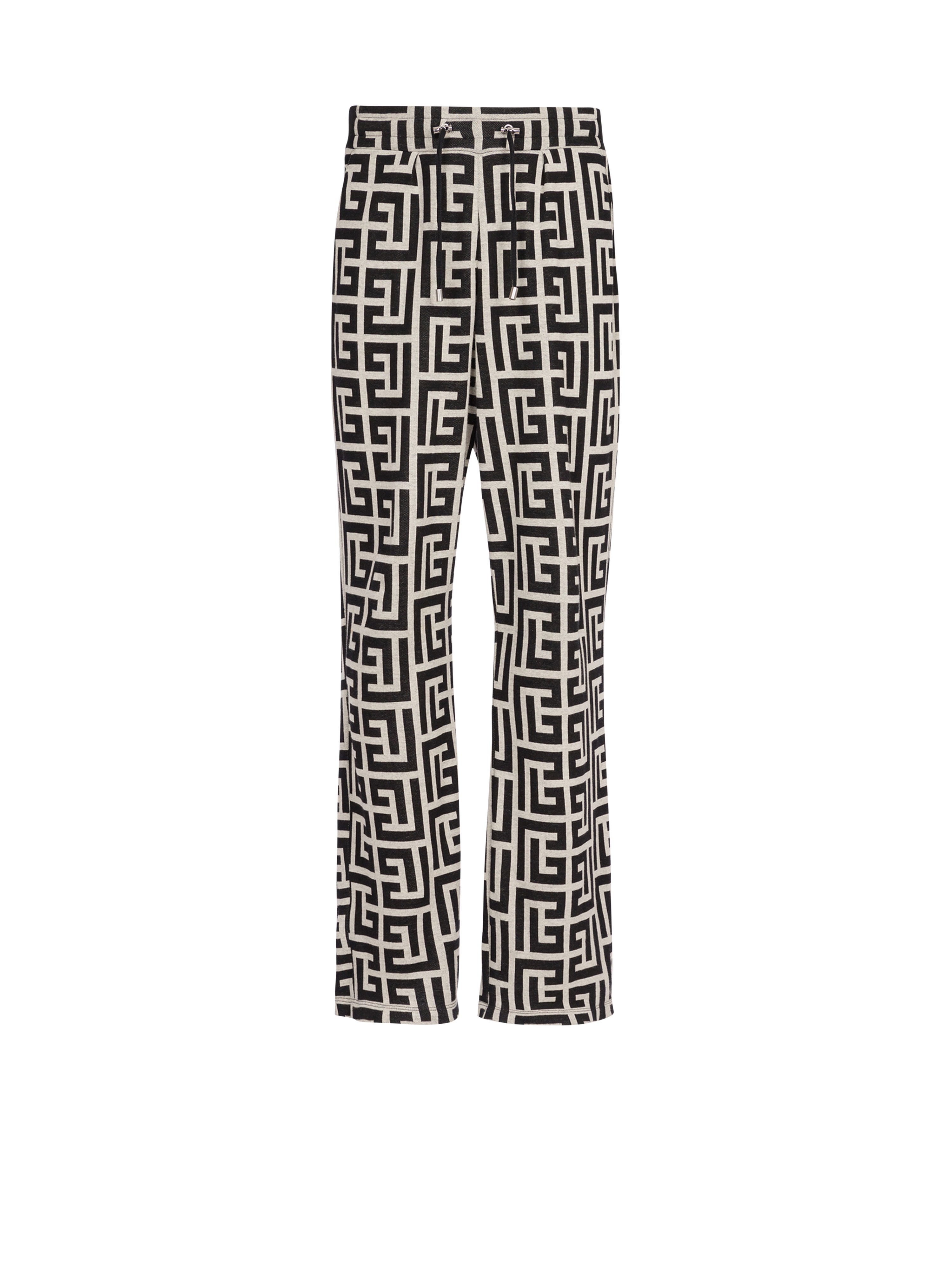 Wide jacquard Balmain monogram pyjama pants, black