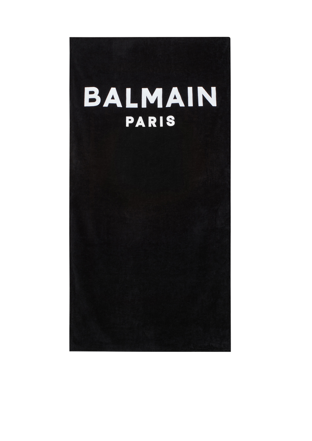Beach towel with white Balmain logo print, black, hi-res